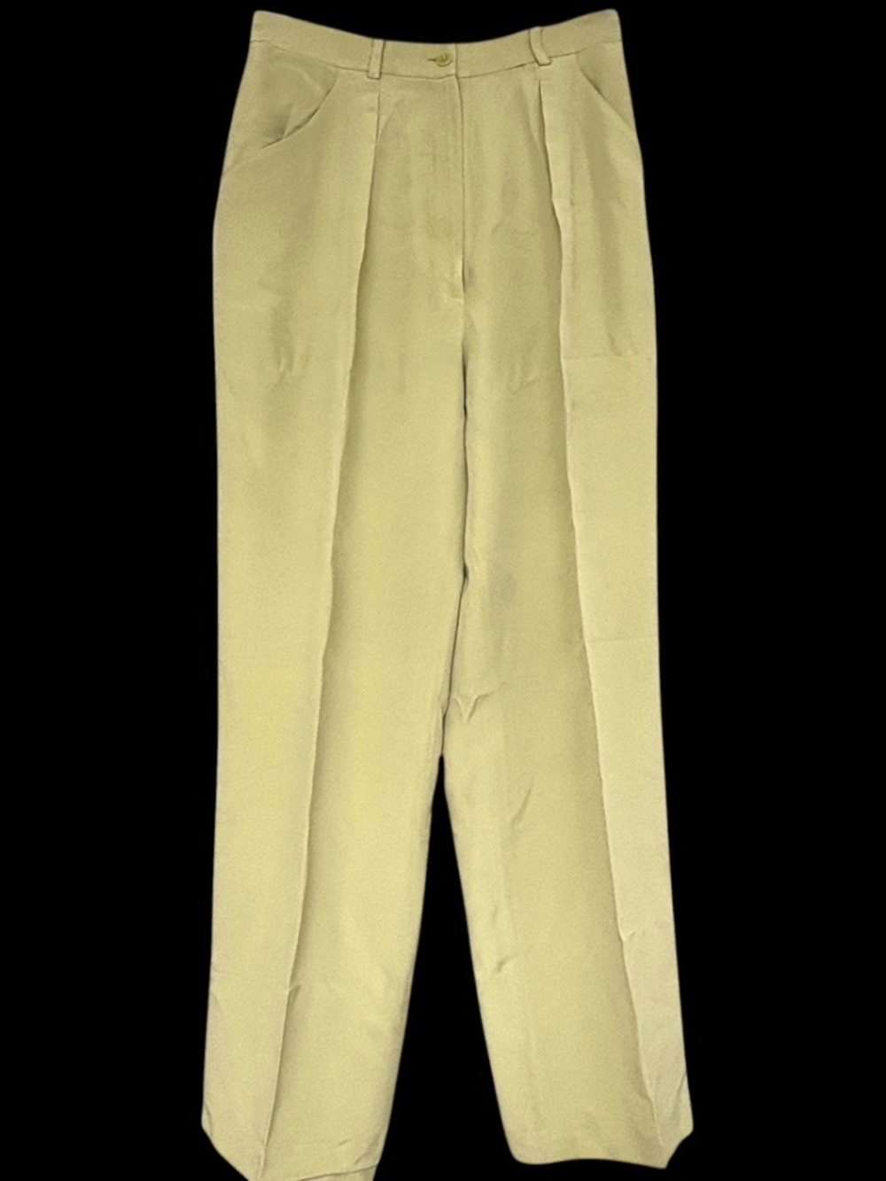 pants JONES NEW YORK vintage S silk pleated celadon green classic preppy lined